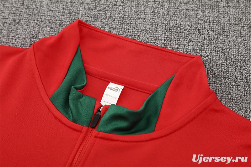 25/26 Portugal Red Half Zipper Jacket+Long Pants