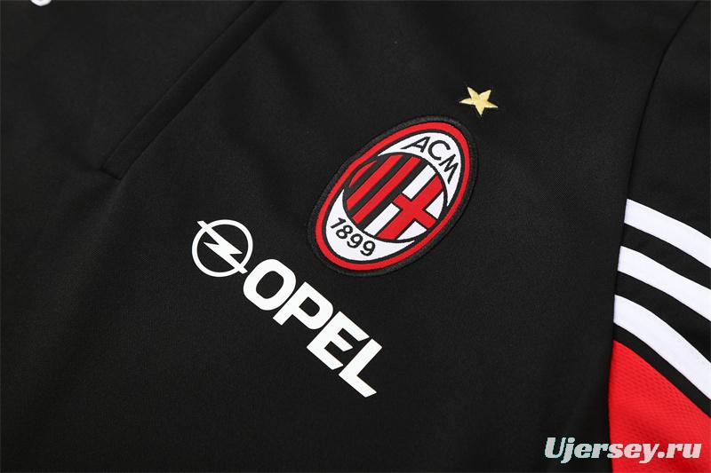 Retro 03/04 AC Milan Black Half Zipper Jacket+Long Pants