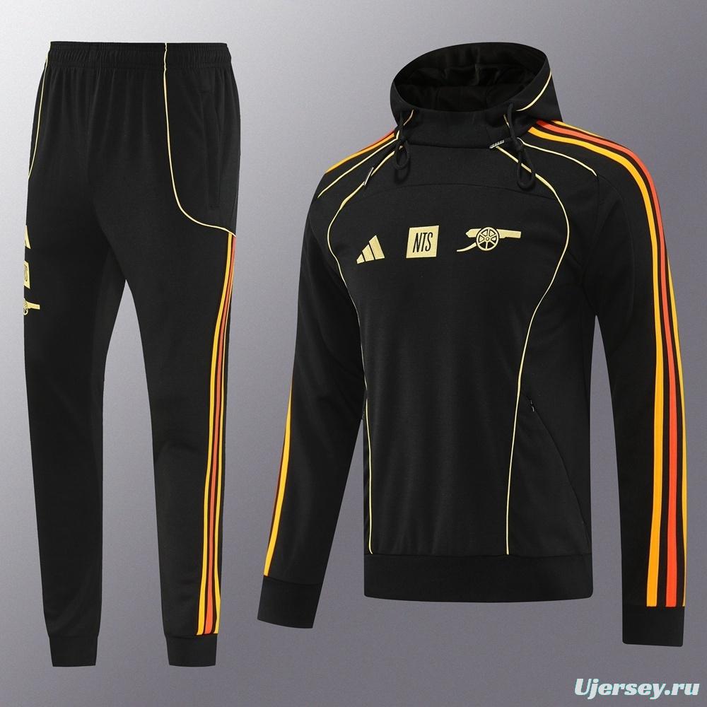 25/26 Arsenal Black Full Zipper Jacket + Long Pants