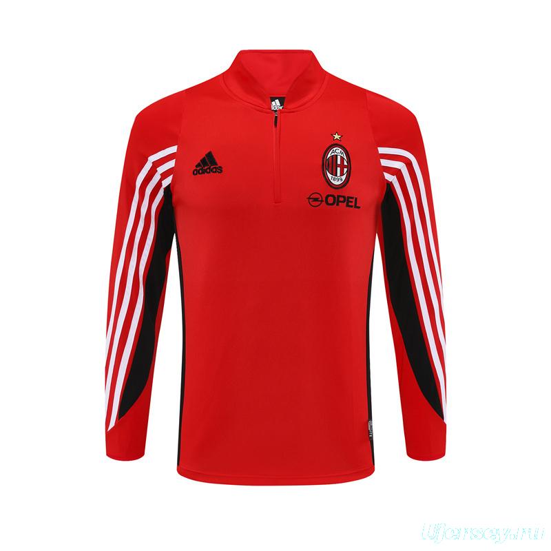 Retro 03/04 AC Milan Red Half Zipper Jacket