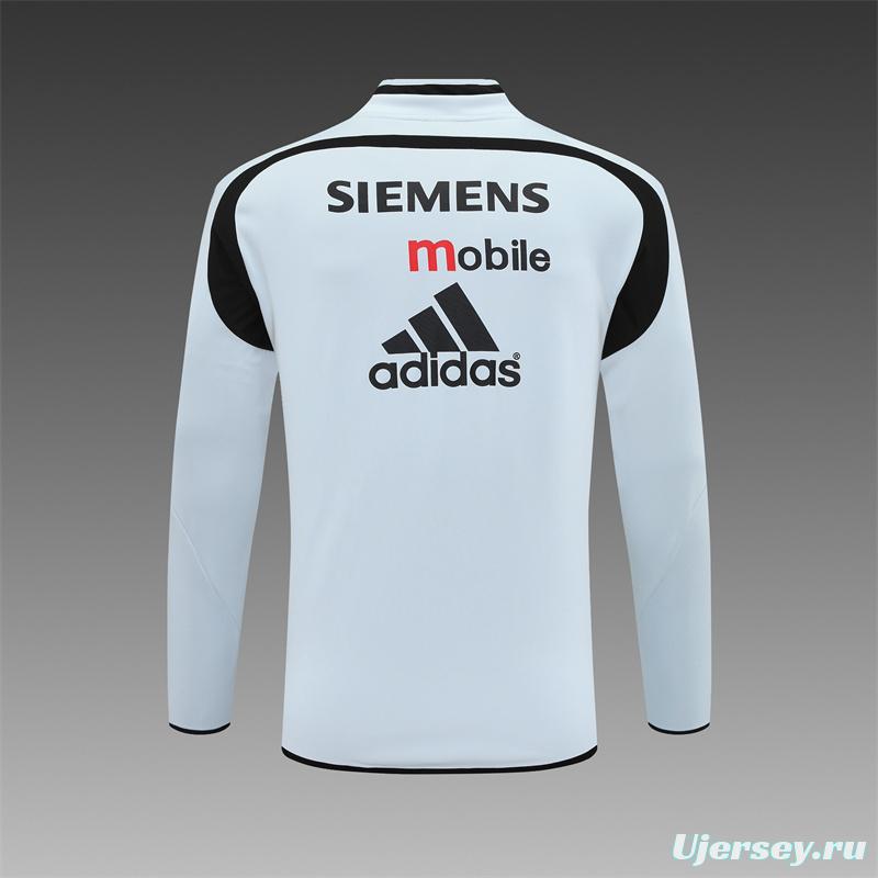 Retro 04/05 Real Madrid Light Grey Half Zipper Jacket