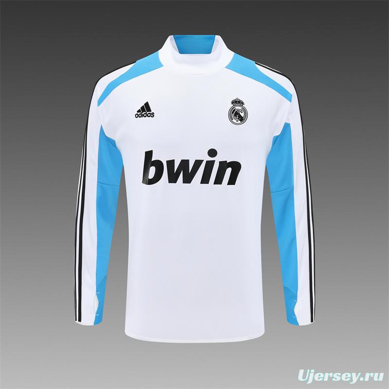 Retro 12/13 Real Madrid White/Blue Half Zipper Jacket