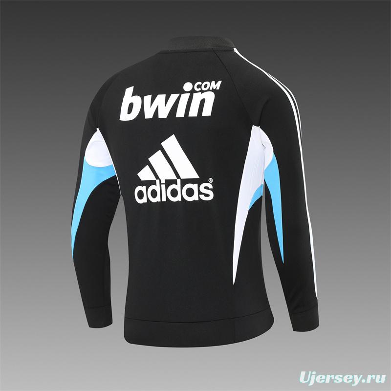 Retro 08/09 Real Madrid Black Half Zipper Jacket+Long Pants
