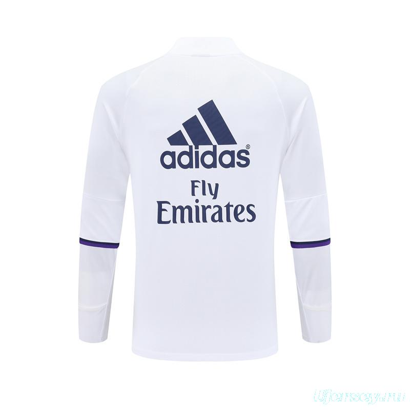 Retro 16/17 Real Madrid White Half Zipper Jacket