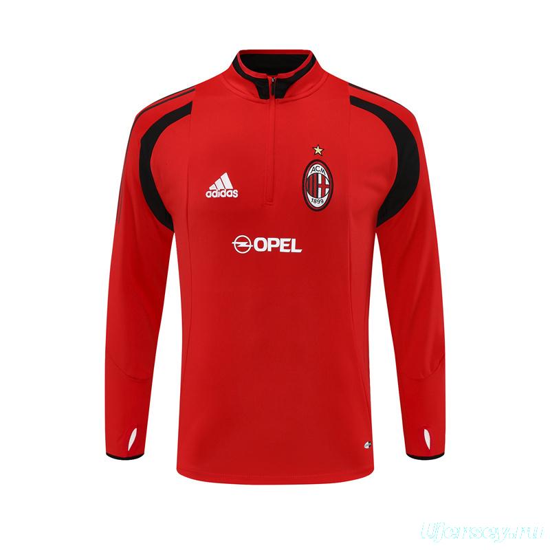 Retro 04/05 AC Milan Red Half Zipper Jacket