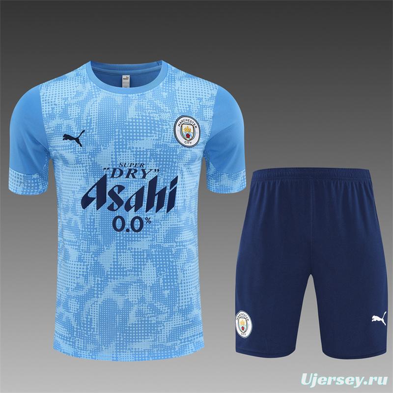 25/26 Manchester City Light Blue Camouflage with XS Short Sleeve+Soccer Shorts