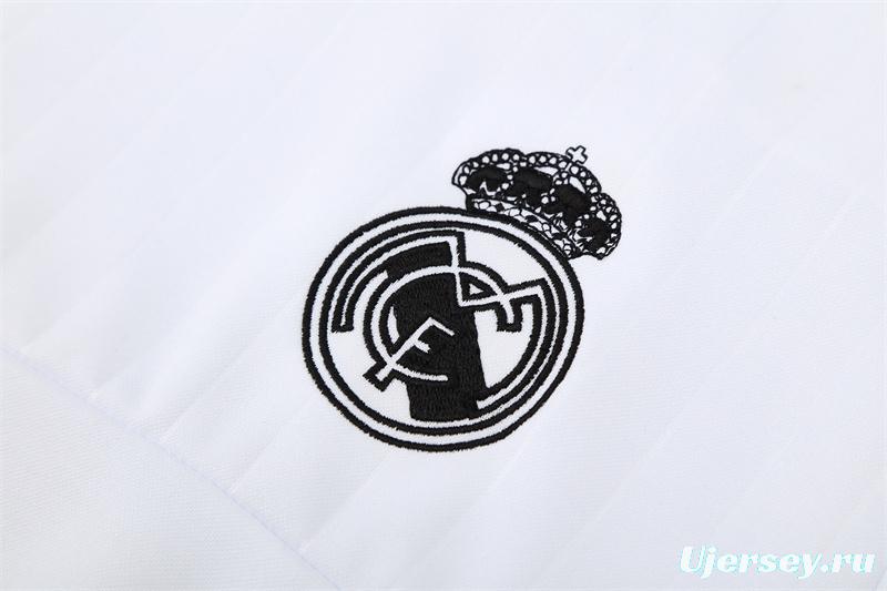 Retro 15/16 Real Madrid White Half Zipper Jacket