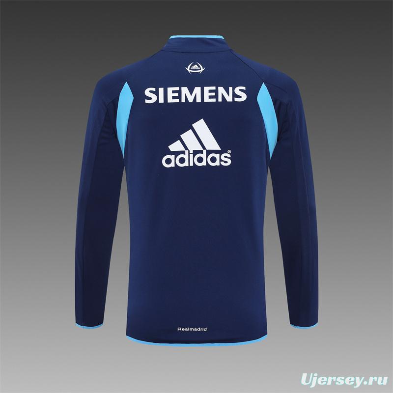 Retro 05/06 Real Madrid Royal Blue Half Zipper Jacket+Long Pants