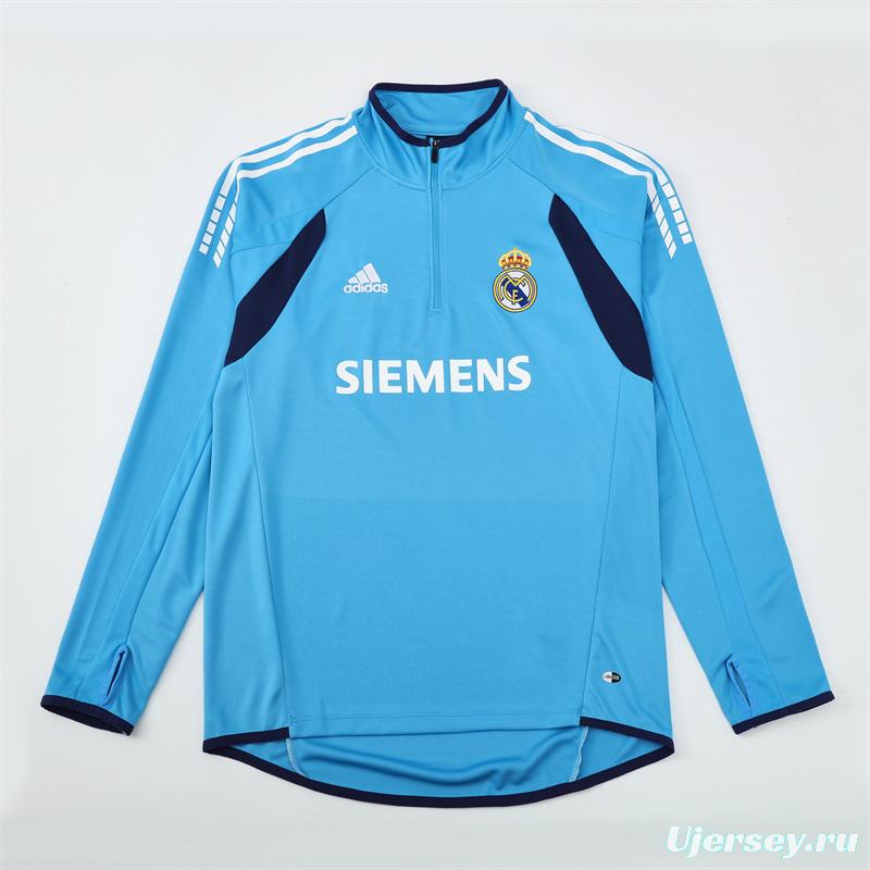 Retro 05/06 Real Madrid Light Blue Half Zipper Jacket+Long Pants