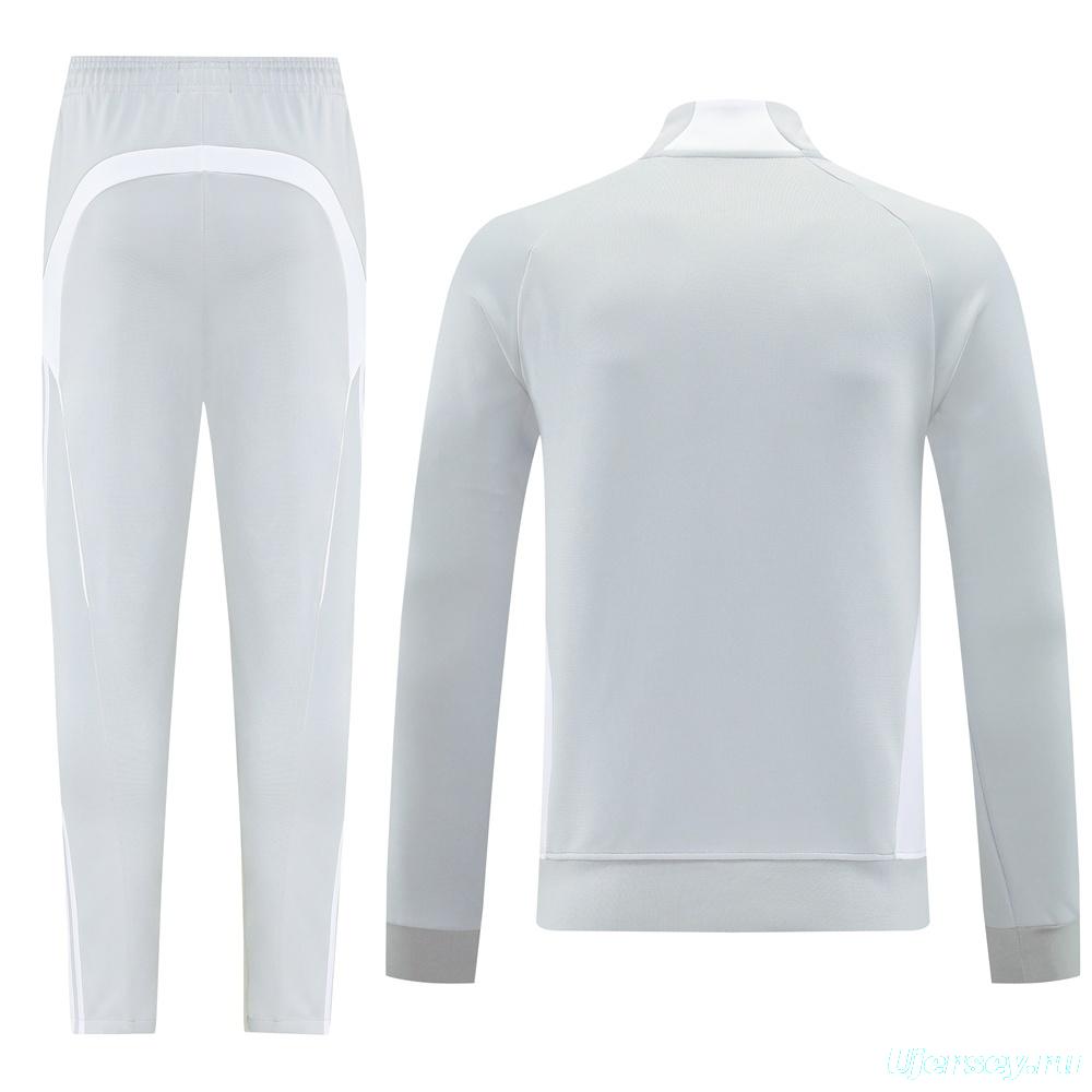 25/26 Real Madrid Grey Full Zipper Jacket + Long Pants