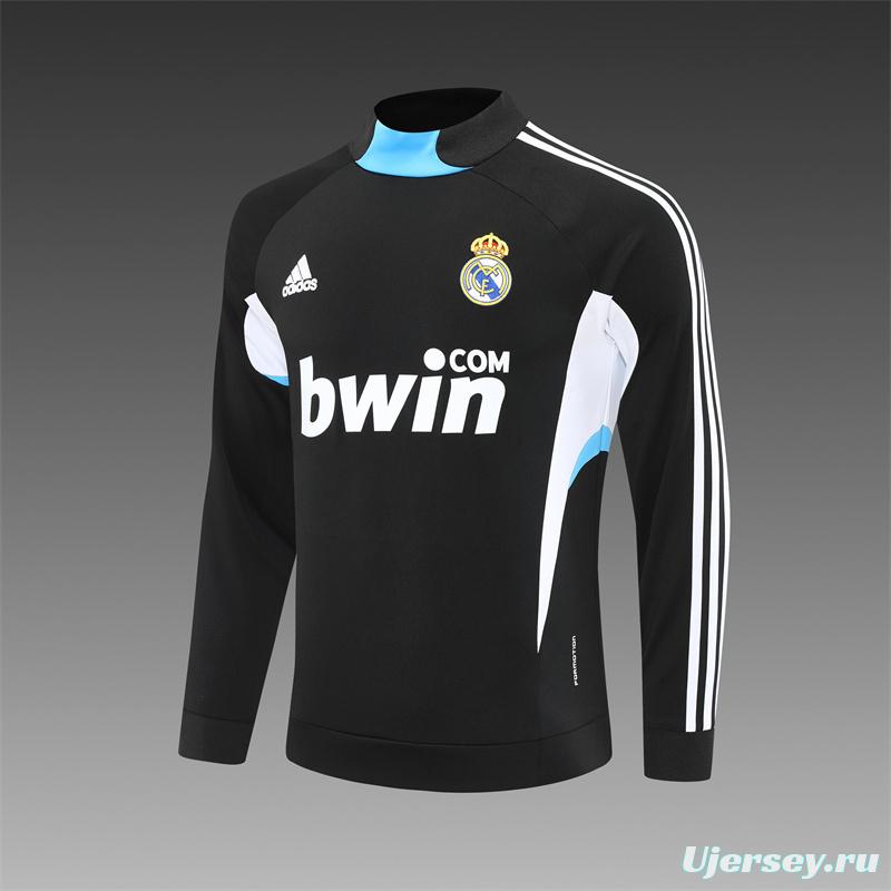 Retro 08/09 Real Madrid Black Half Zipper Jacket+Long Pants
