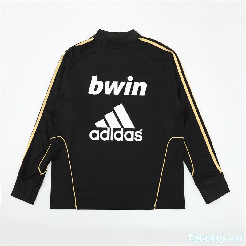 Retro 11/12 Real Madrid Black Half Zipper Jacket+Long Pants