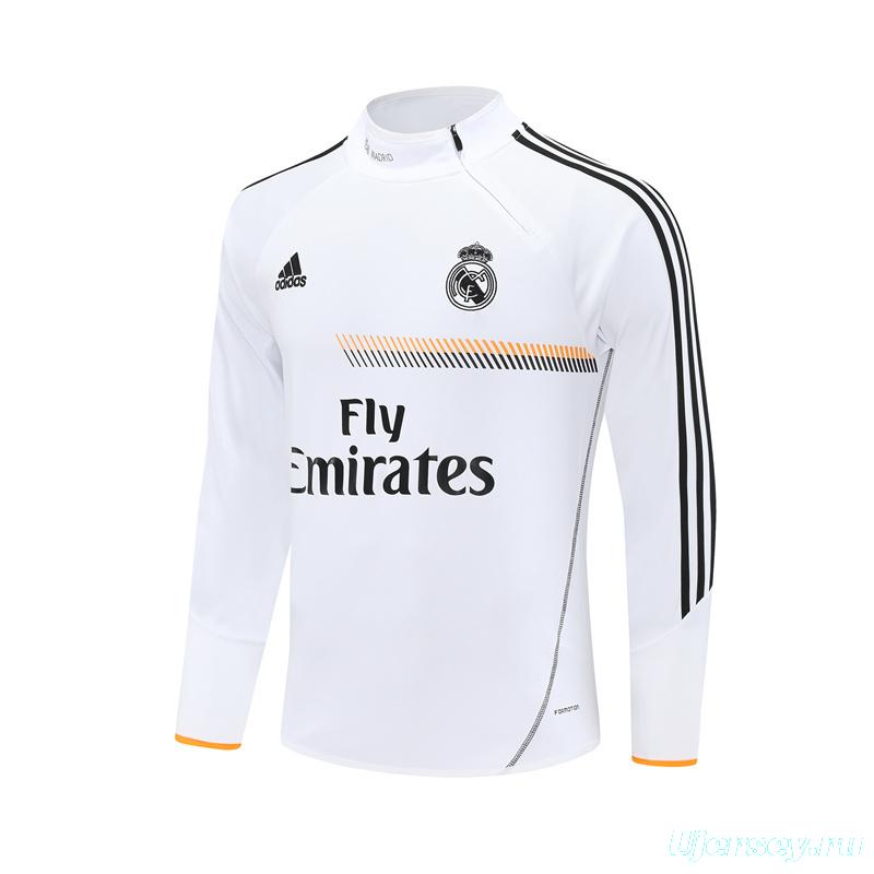 Retro 13/14 Real Madrid White Half Zipper Jacket