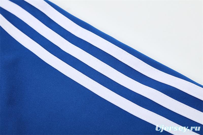 Retro 13/14 Real Madrid Color Blue Half Zipper Jacket+Long Pants