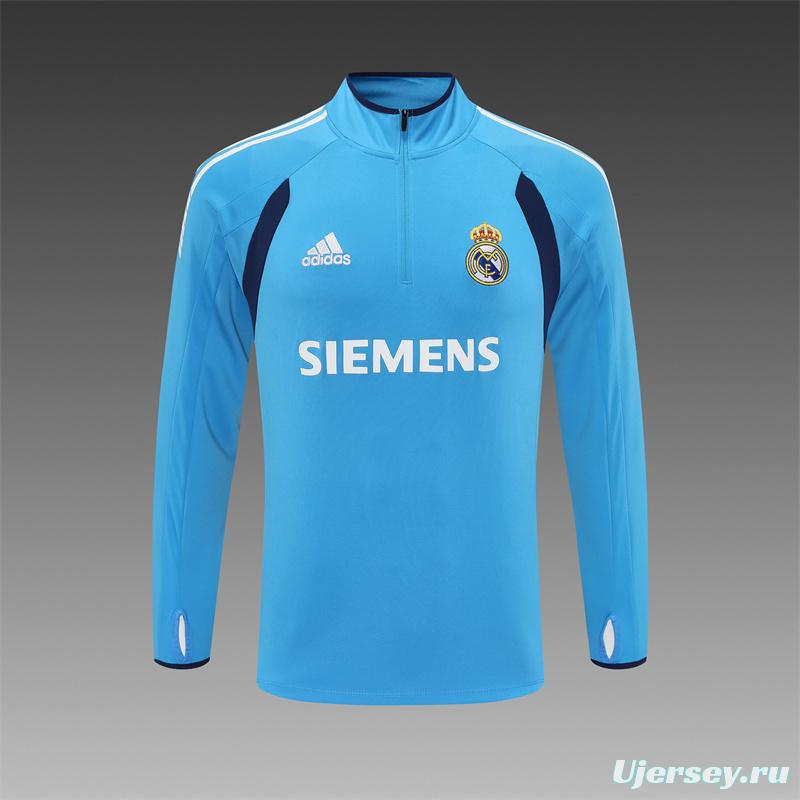 Retro 05/06 Real Madrid Light Blue Half Zipper Jacket