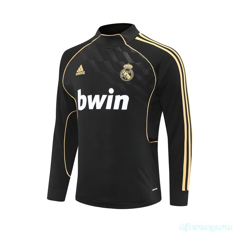 Retro 11/12 Real Madrid Black Half Zipper Jacket