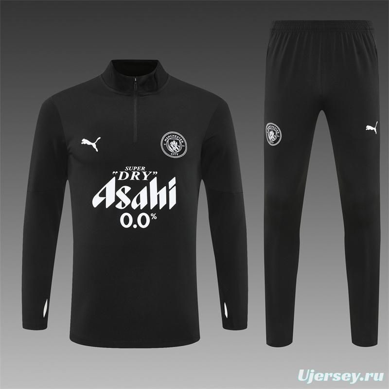 25/26 Manchester City Black Half Zipper Jacket+Long Pants