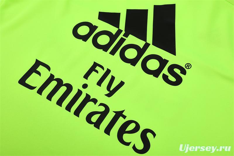 Retro 15/16 Real Madrid Fluorescent Green Half Zipper Jacket+Long Pants