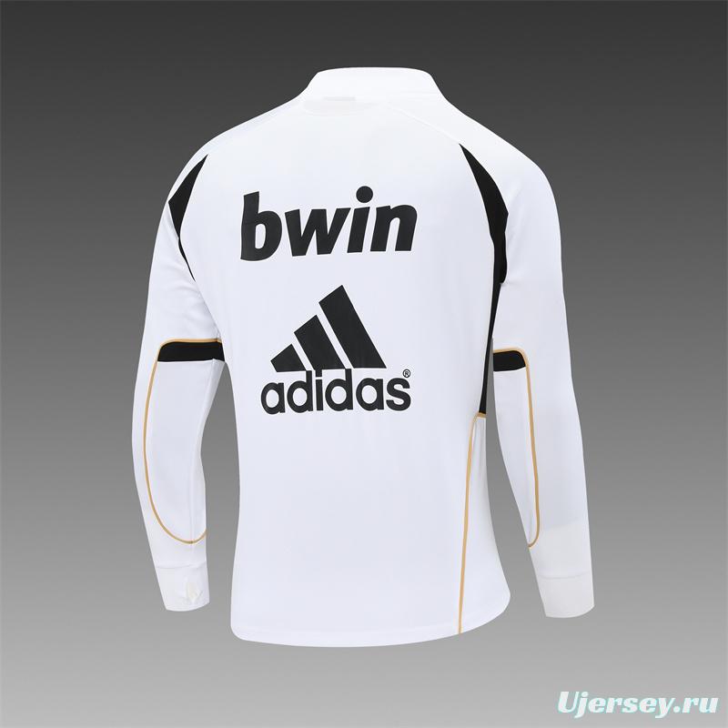 Retro 11/12 Real Madrid White Half Zipper Jacket+Long Pants