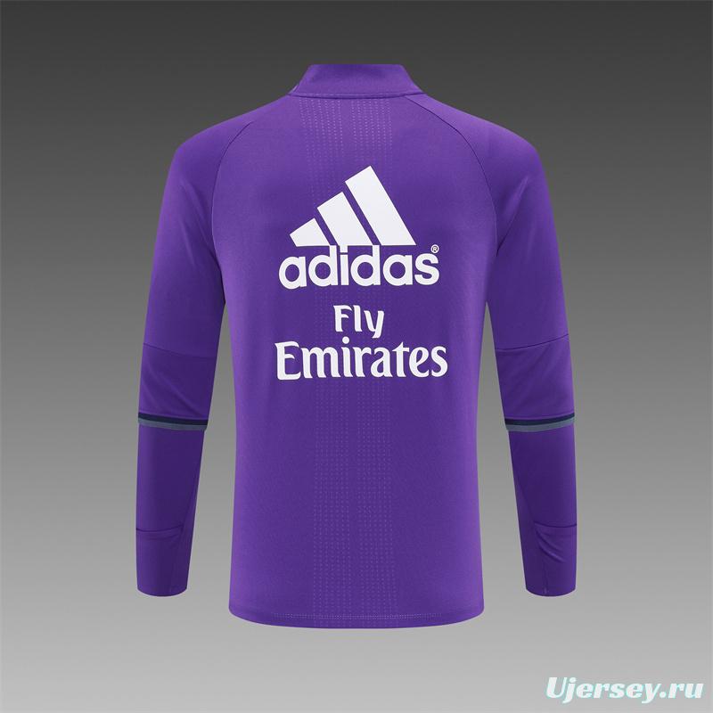 Retro 16/17 Real Madrid Purple Half Zipper Jacket+Long Pants