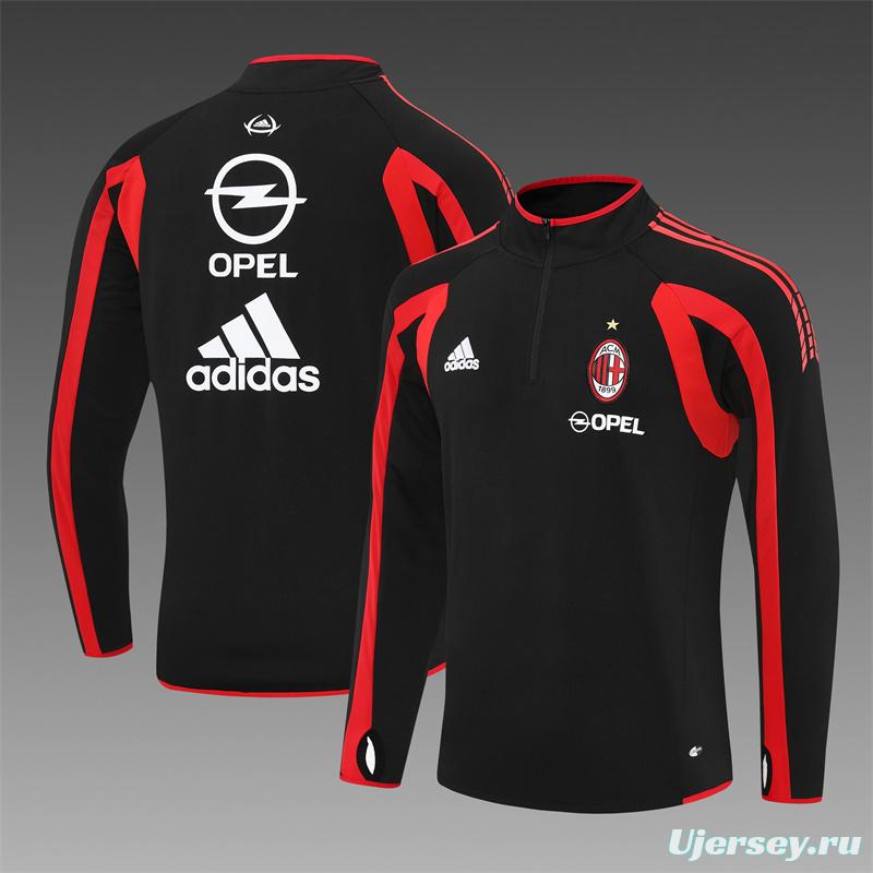 Retro 05/06 AC Milan Black Half Zipper Jacket+Long Pants