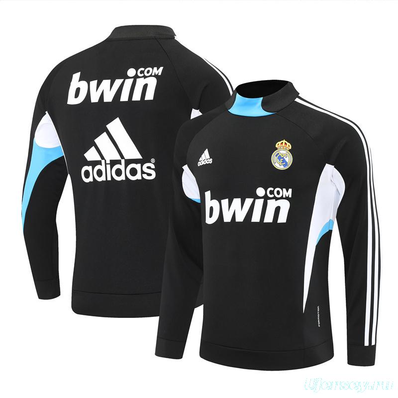 Retro 08/09 Real Madrid Black Half Zipper Jacket+Long Pants