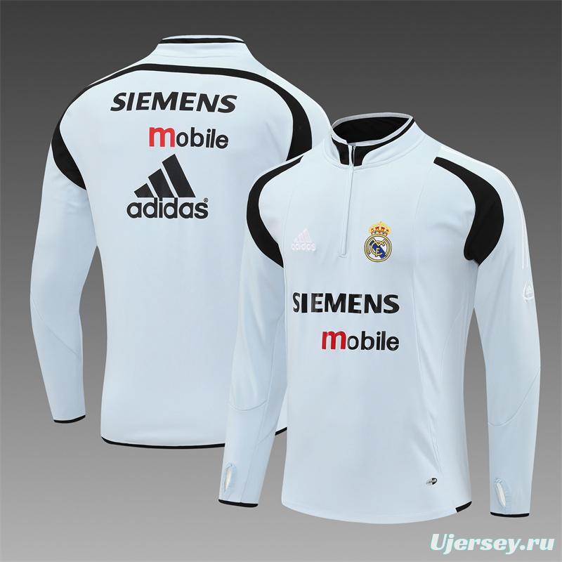 Retro 04/05 Real Madrid Light Grey Half Zipper Jacket