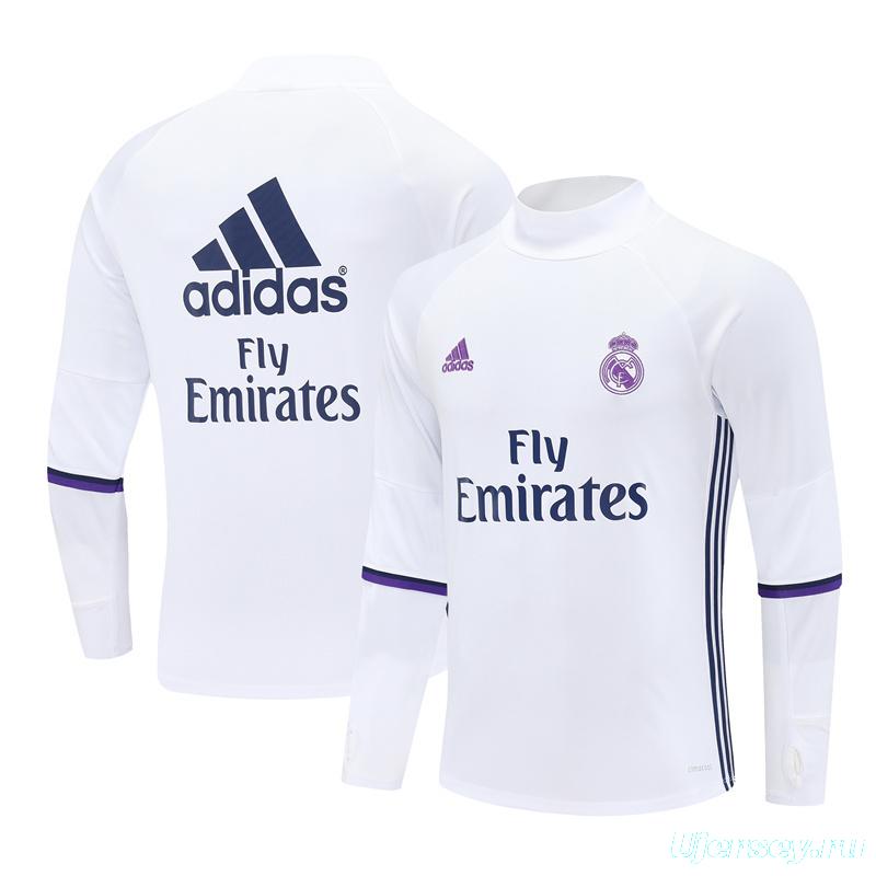 Retro 16/17 Real Madrid White Half Zipper Jacket