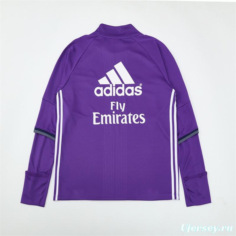 Retro 16/17 Real Madrid Purple Half Zipper Jacket+Long Pants