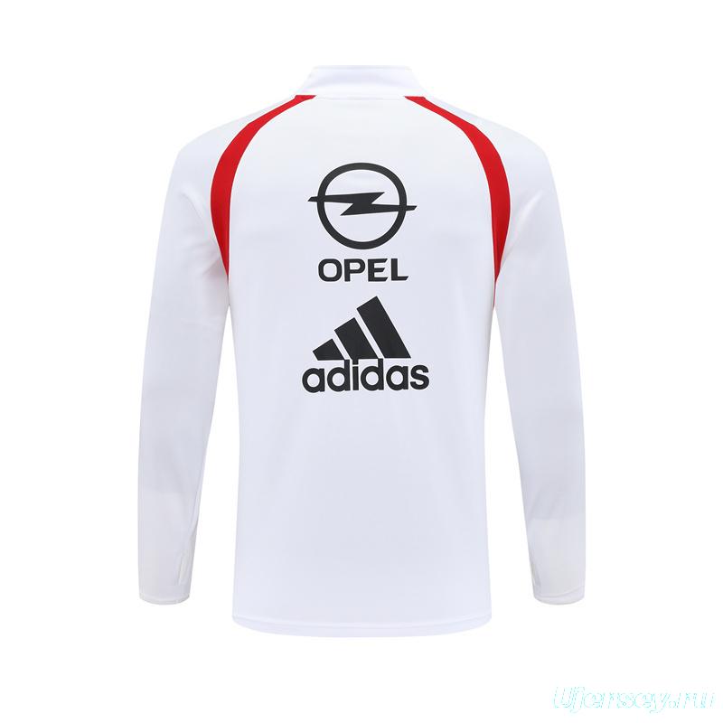 Retro 03/04 AC Milan White Half Zipper Jacket+Long Pants