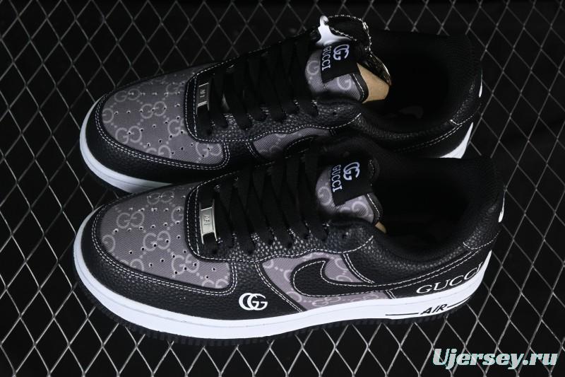 Nike Air Force 1 '07 Low Gucci Collaboration Litchi Grain Print Casual Sneakers - AH8462-002