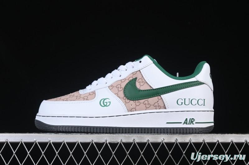 Nike Air Force 1 '07 Low Gucci Collaboration Pattern Grass Green Casual Sneakers - AH8462-004