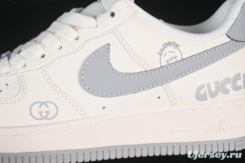 Nike Air Force 1 '07 Low Gucci Collaboration Ghost Face Beige Gray Casual Sneakers - QW5836-024