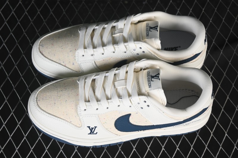 Nike SB Dunk Low LV Collaboration Beige Navy Woven Low-Top Casual Skate Shoes - SC0601-478