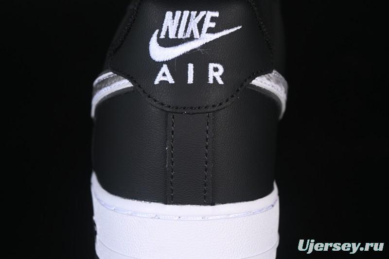 Nike Air Force 1'07 Low Black White Cracked Leather Casual Sneakers - ZH0316-118