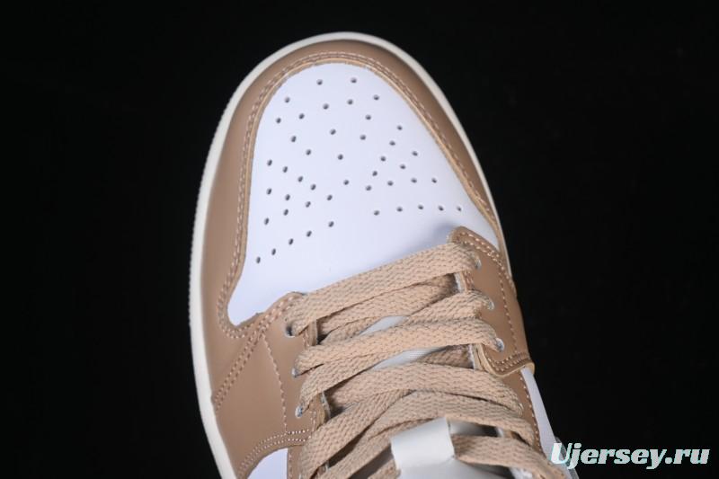 Nike Air Jordan 1 Mid AJ1 White Wheat Mid-Top Casual Sneakers - DQ8426-200