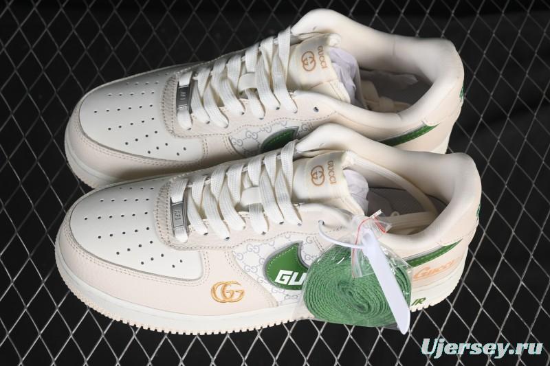 Nike Air Force 1 '07 Low Gucci Collaboration White Brown Green Casual Sneakers - YF9511-804