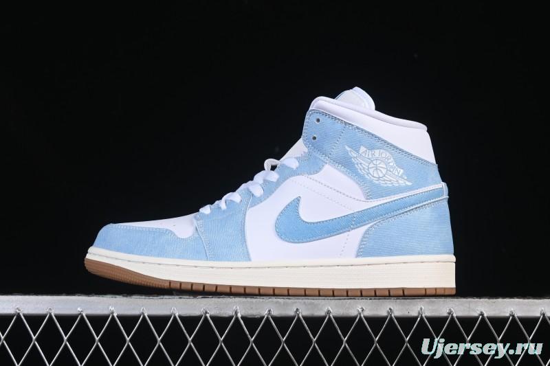 Nike Air Jordan 1 Mid Retro Denim Blue Casual Sneakers - HQ2005-100