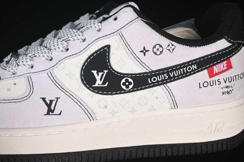 Nike Air Force 1 '07 Low LV Collaboration Black Swoosh Woven Label Casual Sneakers - CX5050-Y23