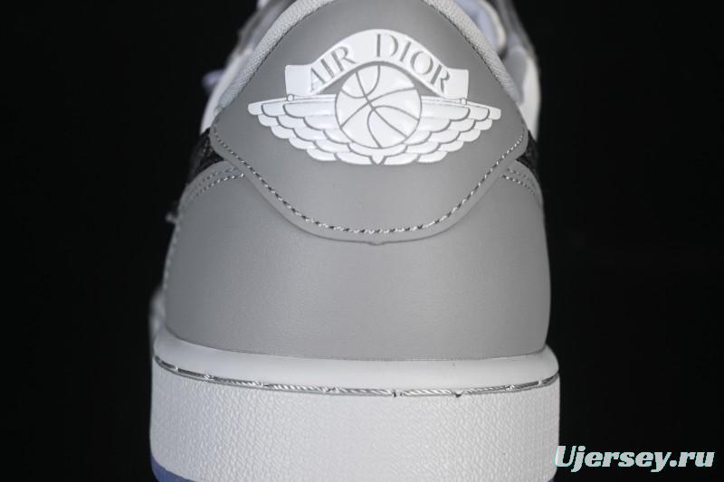 Dior Air Jordan 1 Low White Grey Collaboration Low-Top Sneakers - CN8608-002
