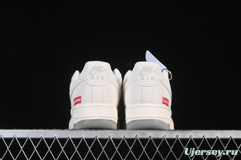 Nike Air Force 1 '07 Low Supreme Collaboration Beige Grey Crystal Sole Casual Sneakers - XX3168-178