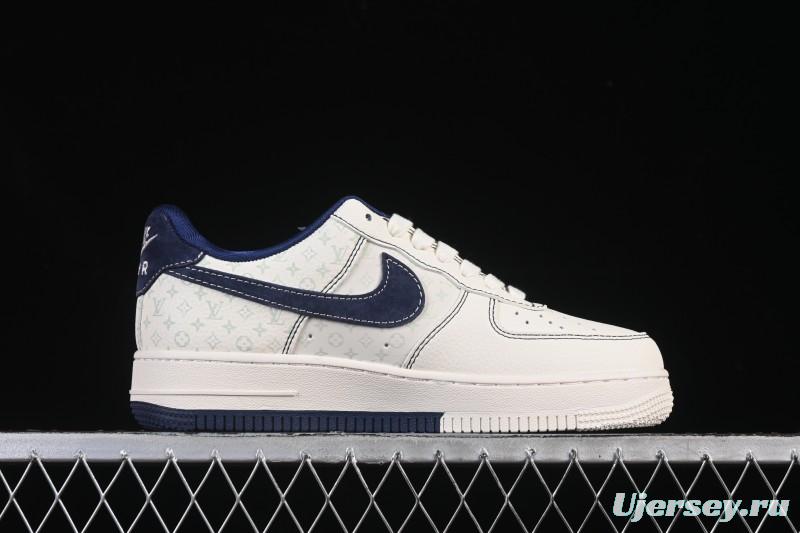 Nike Air Force 1 '07 Low LV Collaboration Print Light Blue Swoosh Casual Sneakers - MZ9588-817