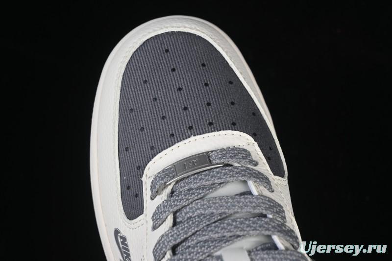 Nike Air Force 1'07 Low Stussy Collaboration Light Gray Canvas Casual Sneakers - JP8028-011