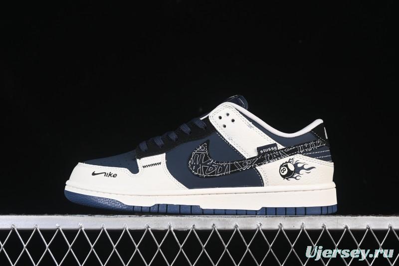 Nike SB Dunk Low Stussy Collaboration Light Grey Black 8th Anniversary Custom Low-Top Casual Skate Shoes - SR2025-001