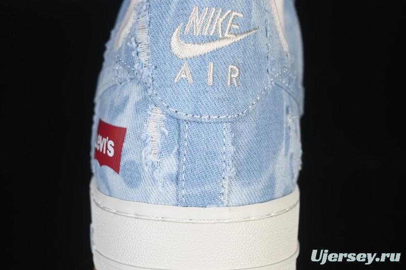 Nike Air Force 1 '07 Low Levi's White Light Blue Casual Sneakers - YF9511-814