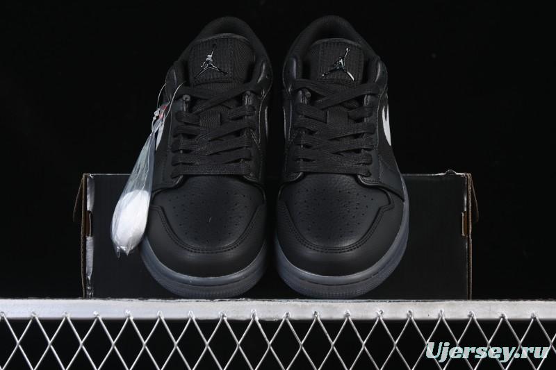 Nike Air Jordan 1 Low AJ1 Black White Canvas Patch Low Top Casual Basketball Shoes - HV5968-001
