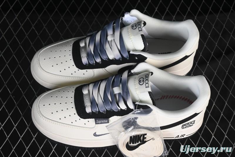 Nike Air Force 1 '07 Low Gucci Collaboration Off-White Black Canvas Hook Low-Top Casual Sneakers - XD2588-605