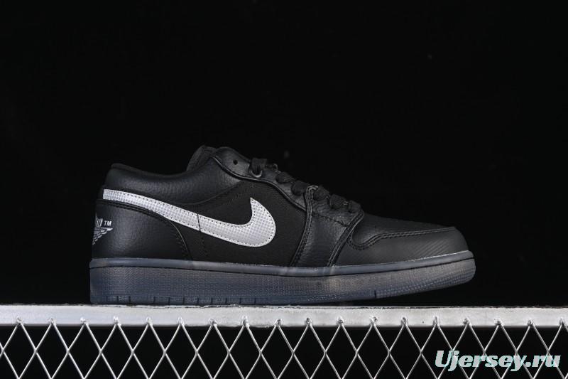 Nike Air Jordan 1 Low AJ1 Black White Canvas Patch Low Top Casual Basketball Shoes - HV5968-001