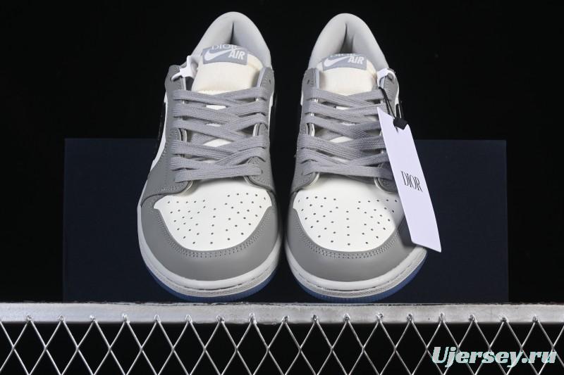 Dior Air Jordan 1 Low White Grey Collaboration Low-Top Sneakers - CN8608-002