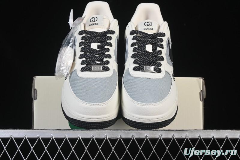 Nike Air Force 1'07 Low Gucci Collaboration White Gray Black Casual Sneakers - YF9511-808